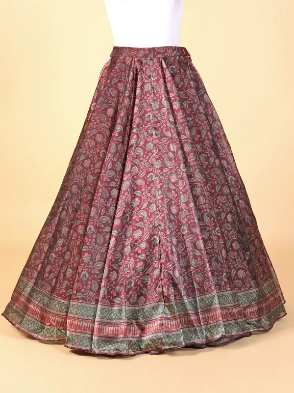 Latest maroon organza lahenga choli