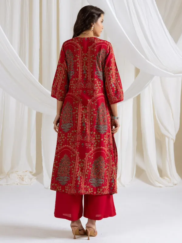 Latest maroon printed cotton silk kurti set