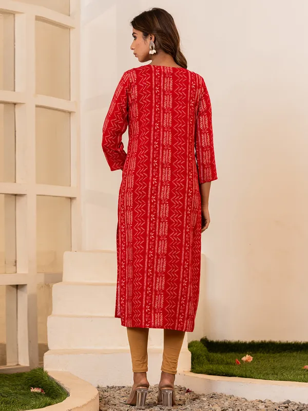 Latest maroon printed silk kurti