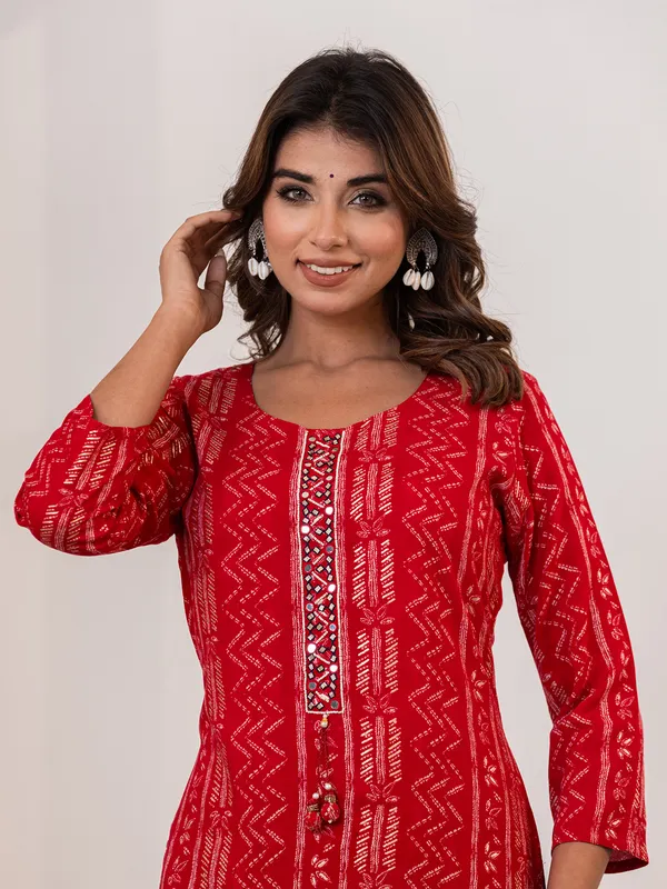 Latest maroon printed silk kurti