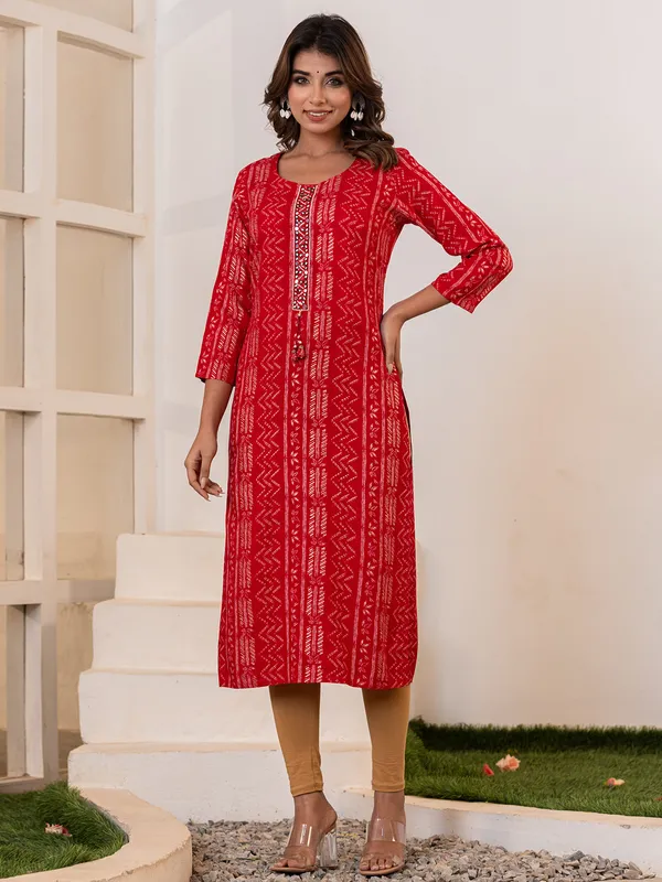 Latest maroon printed silk kurti