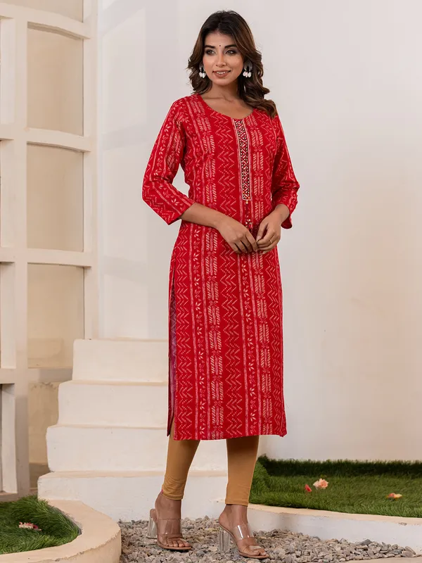 Latest maroon printed silk kurti