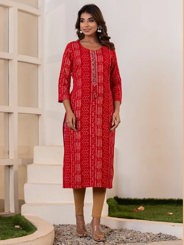 Latest maroon printed silk kurti