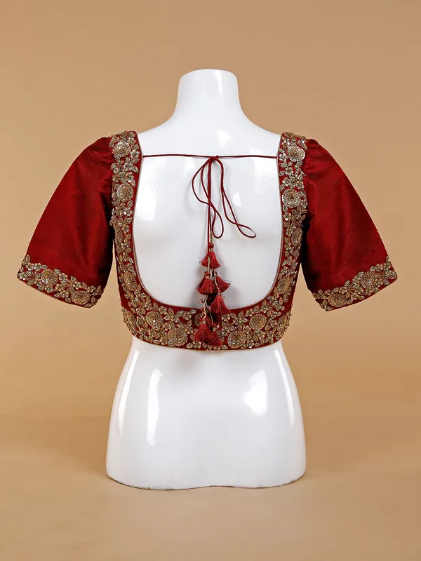 Latest maroon silk blouse