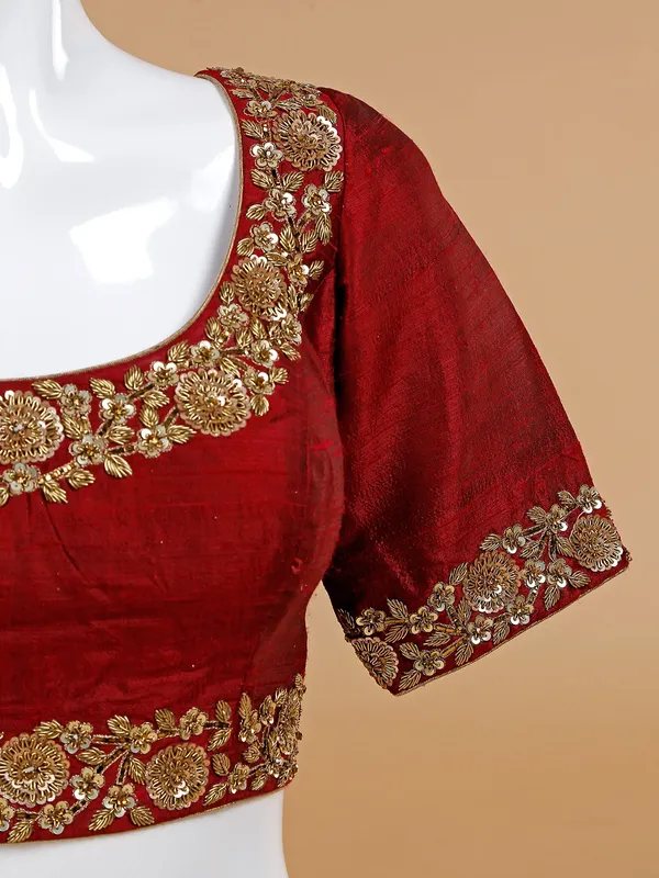 Latest maroon silk blouse