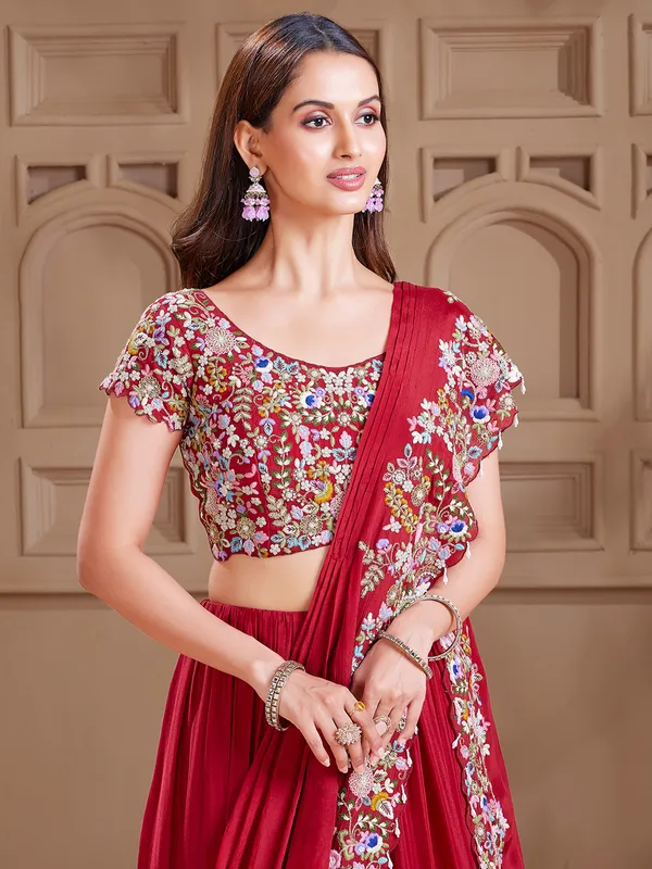 Latest maroon silk lehenga choli