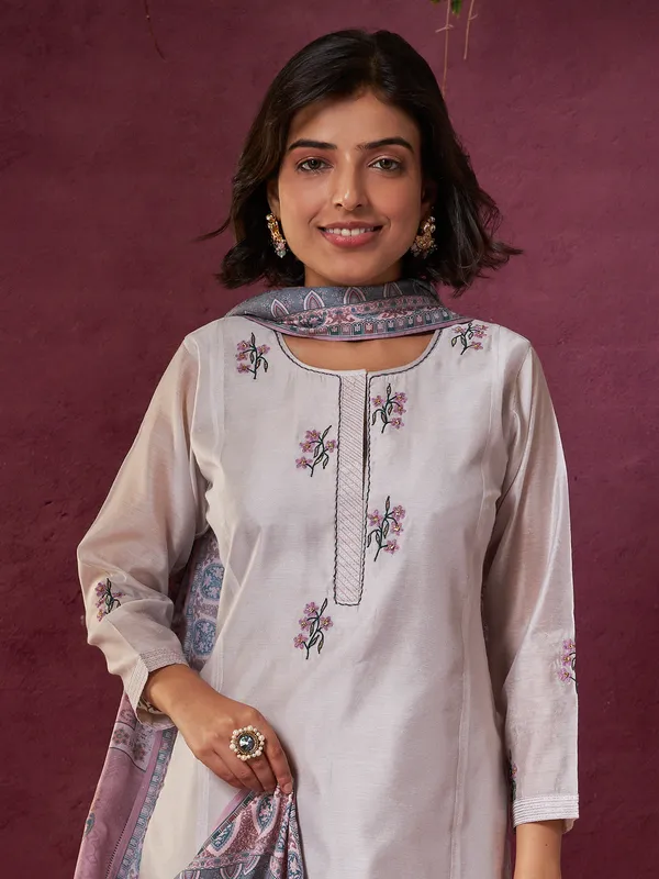 Latest mauve pink cotton kurti set
