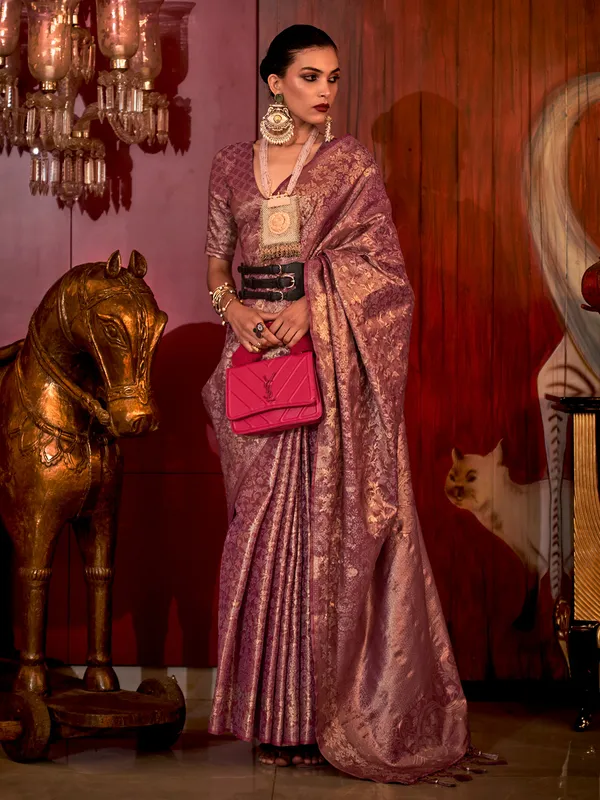 Latest mauve purple silk saree