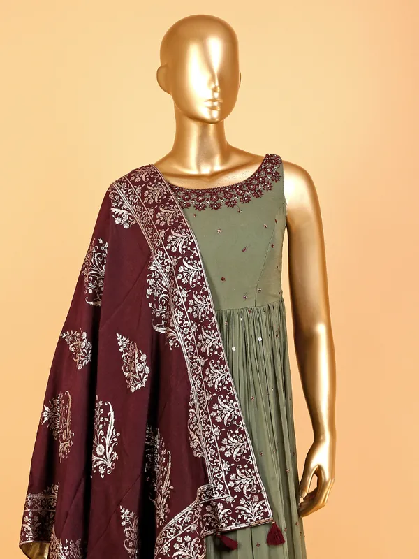 Latest mehndi green georgette palazzo suit