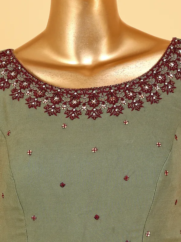Latest mehndi green georgette palazzo suit
