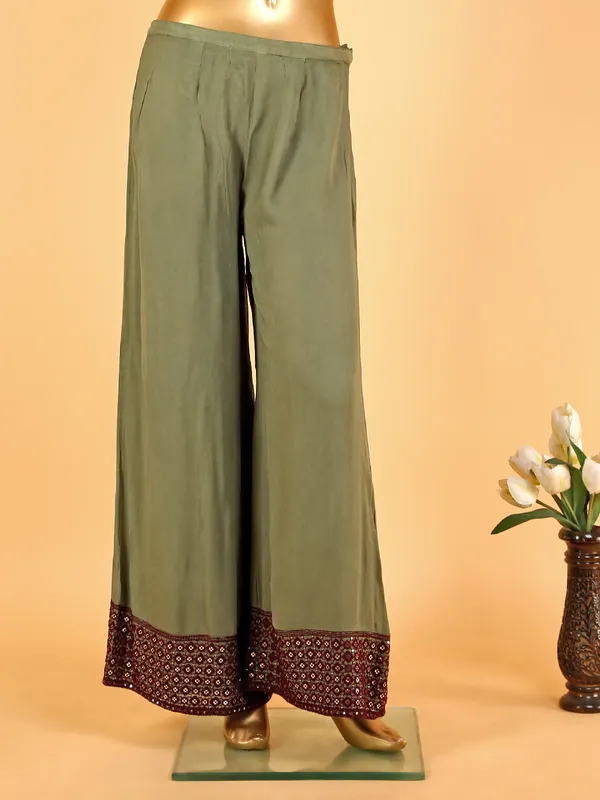 Latest mehndi green georgette palazzo suit