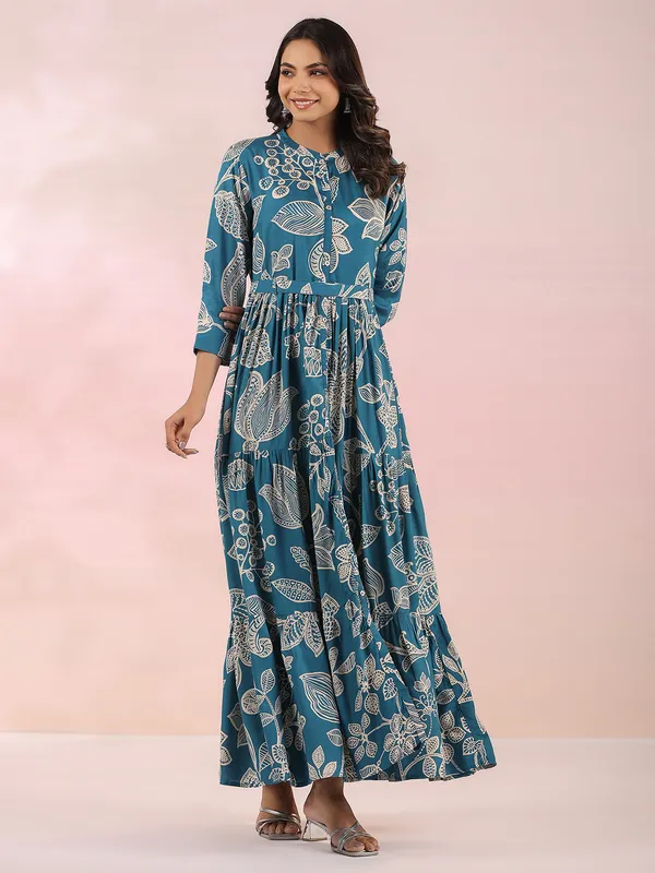 Latest mint blue printed kurti