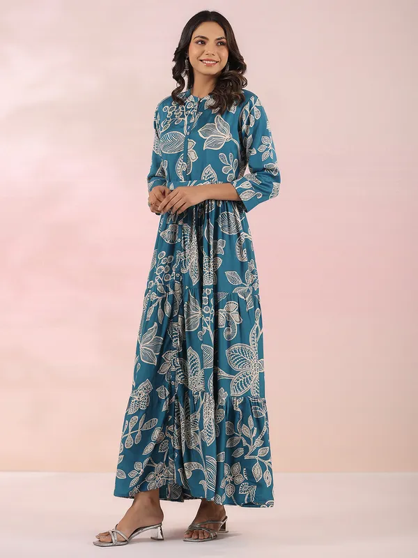 Latest mint blue printed kurti