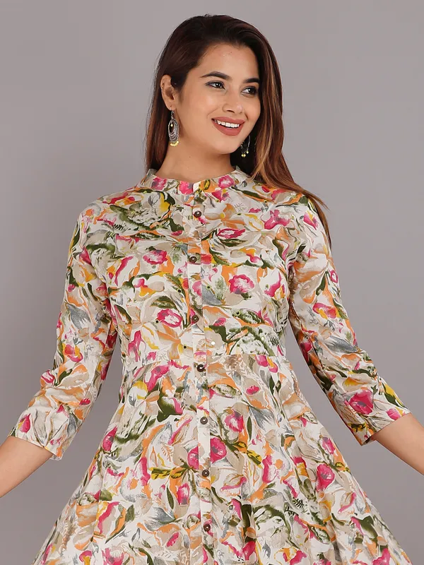 Latest multi color floral printed kurti