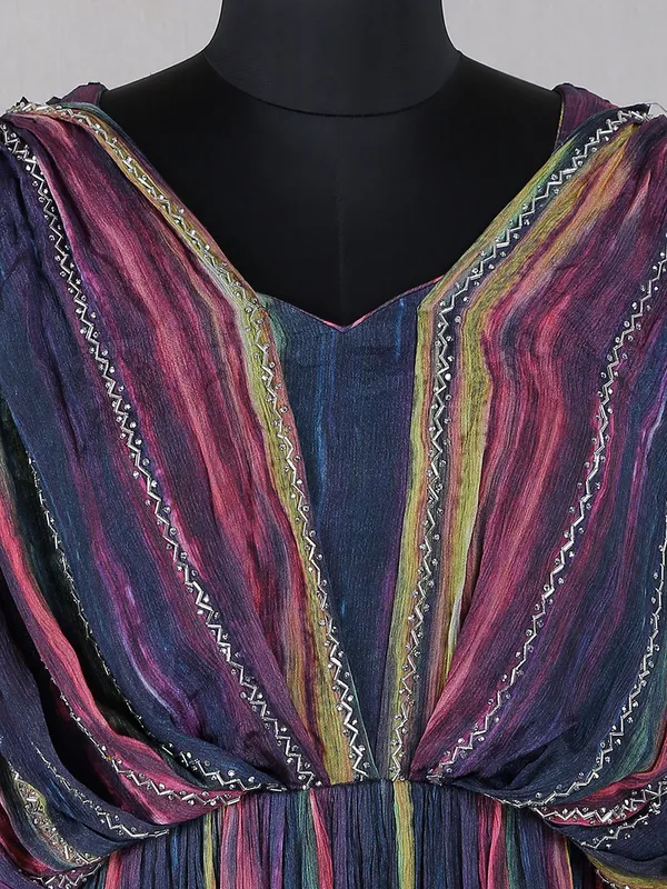 Latest multi color geroette designer gown
