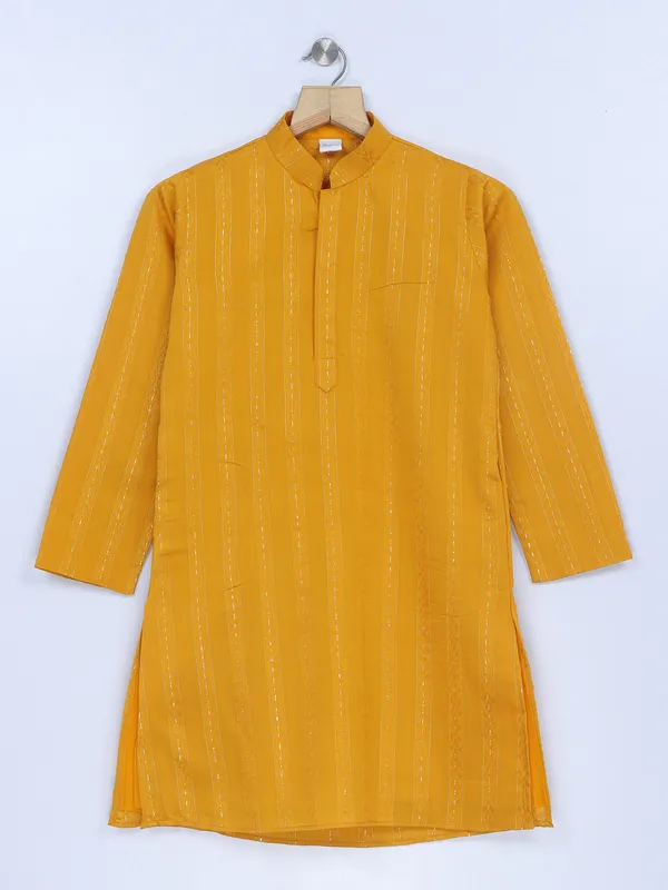 Latest mustard yellow kurta suit in silk