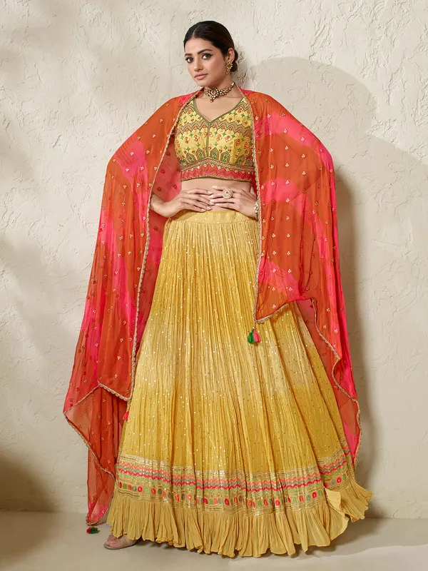 Latest mustard yellow lehenga choli