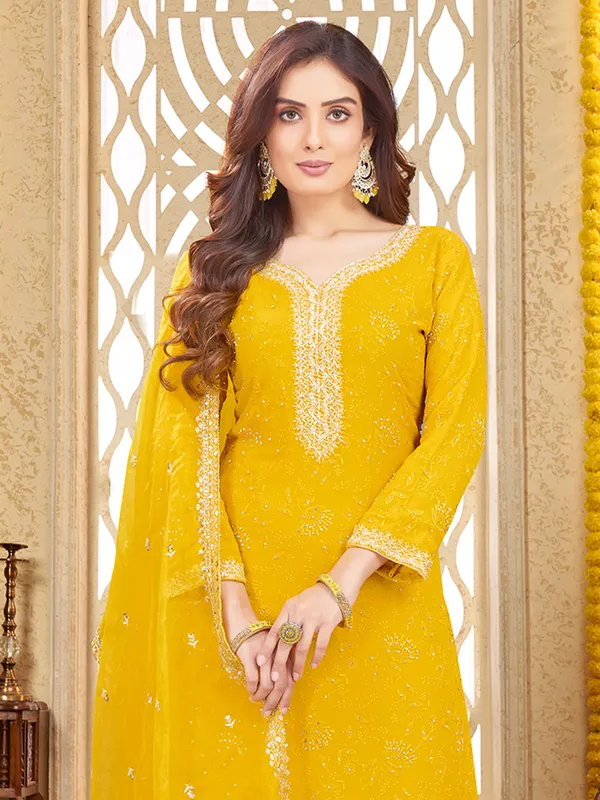 Latest mustard yellow salwar suit for wedding