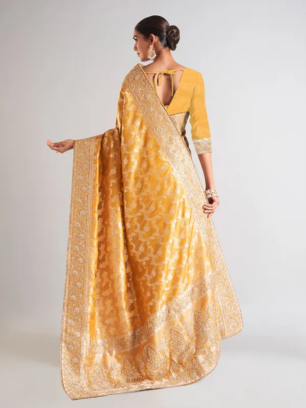 Latest mustard yellow saree in silk