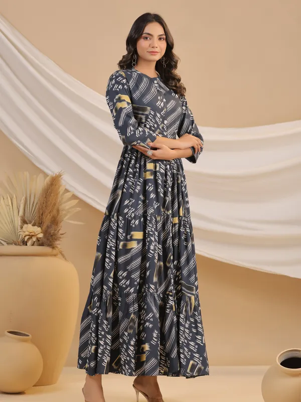 Latest navy printed cotton kurti