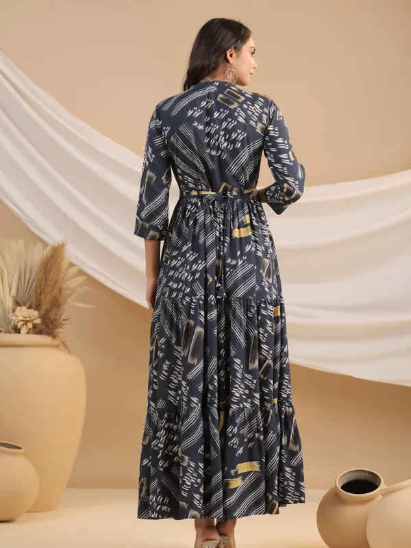 Latest navy printed cotton kurti