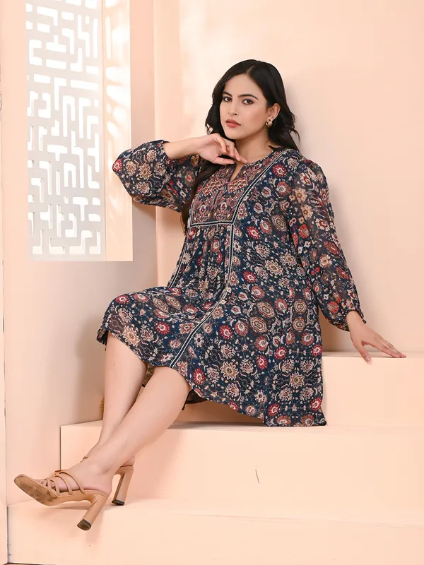 Latest navy printed kurti