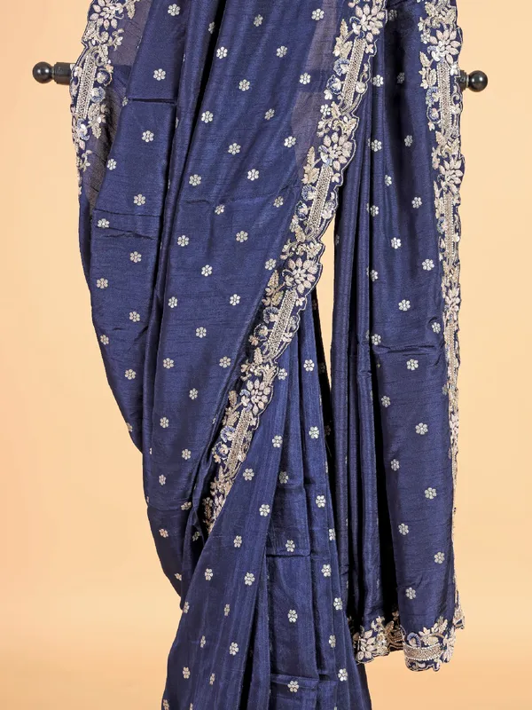 Latest navy silk saree for festive