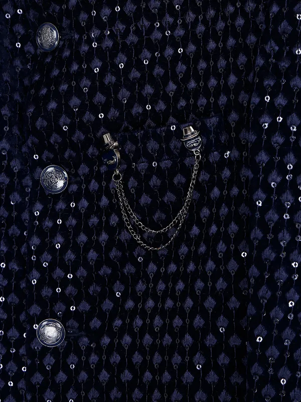 Latest navy velvet indowestern