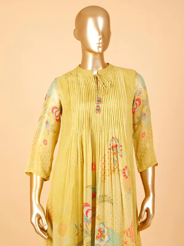 Latest olive printed georgette kurti