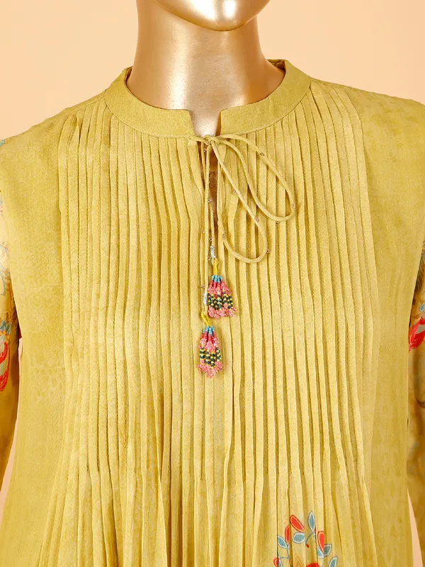 Latest olive printed georgette kurti