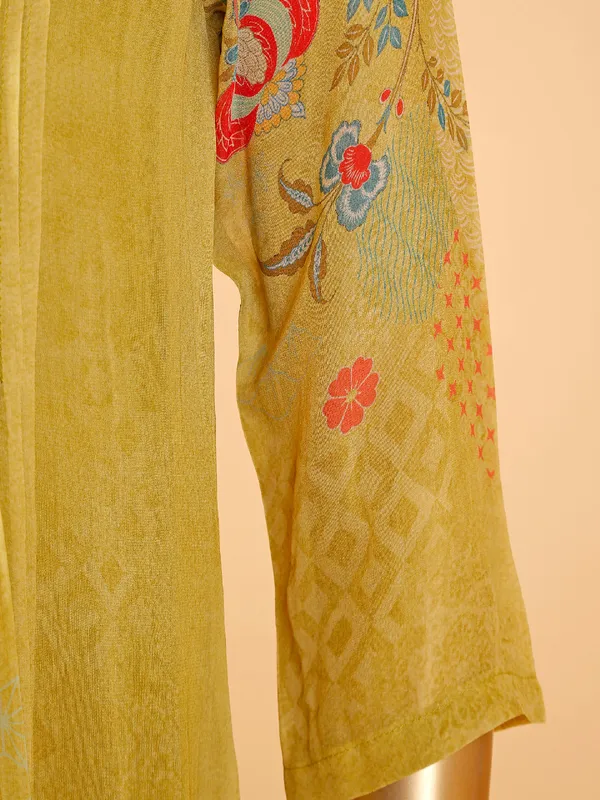 Latest olive printed georgette kurti