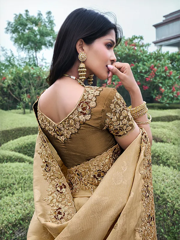 Latest olive tissue silk saree