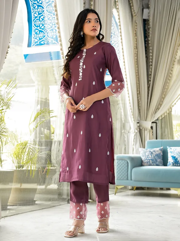 Latest onion pink cotton kurti set