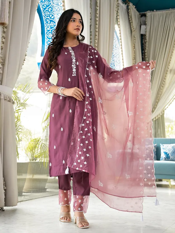 Latest onion pink cotton kurti set