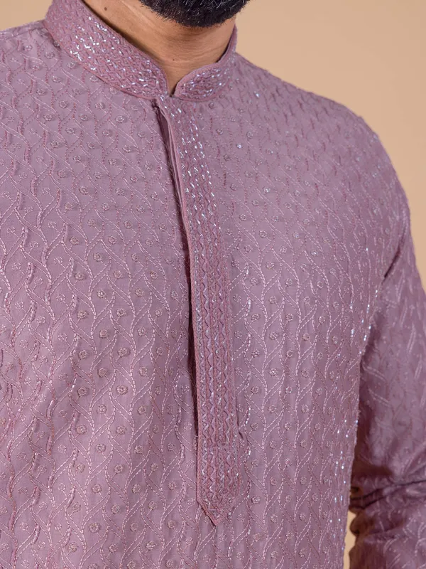 Latest onion pink georgette  Men Kurta pajama