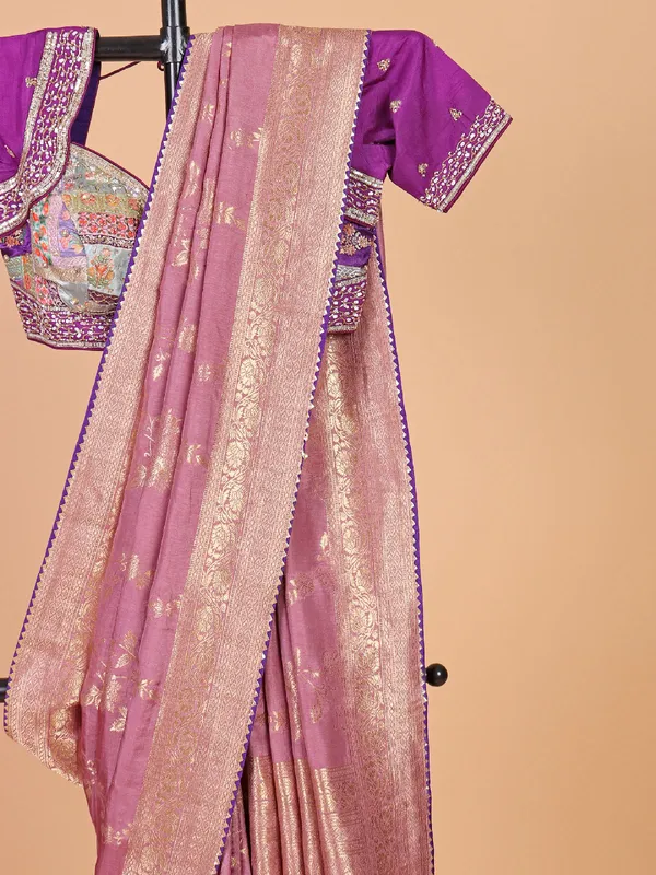 Latest onion pink saree in silk