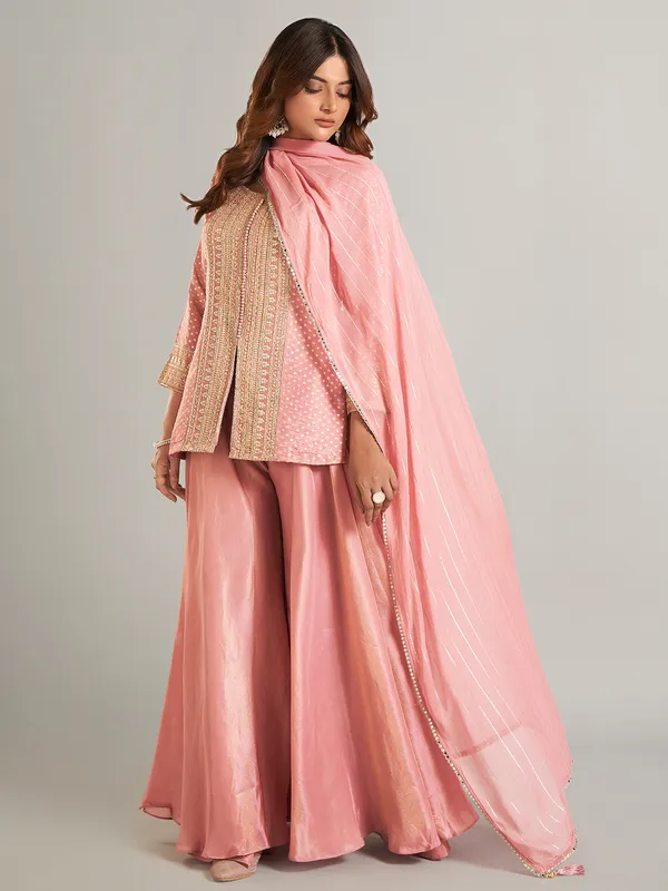 Latest onion pink silk salwar suit