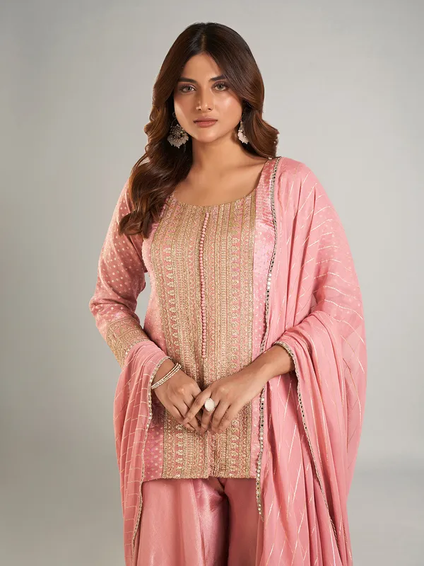 Latest onion pink silk salwar suit