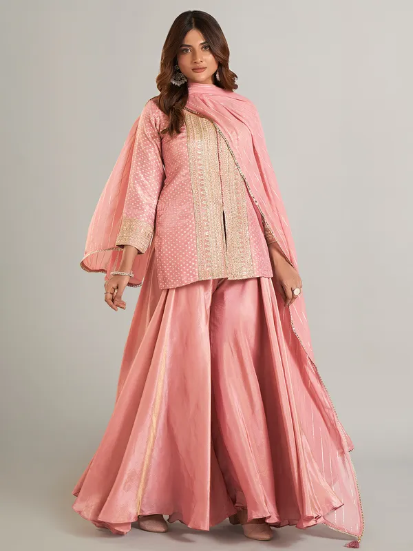 Latest onion pink silk salwar suit