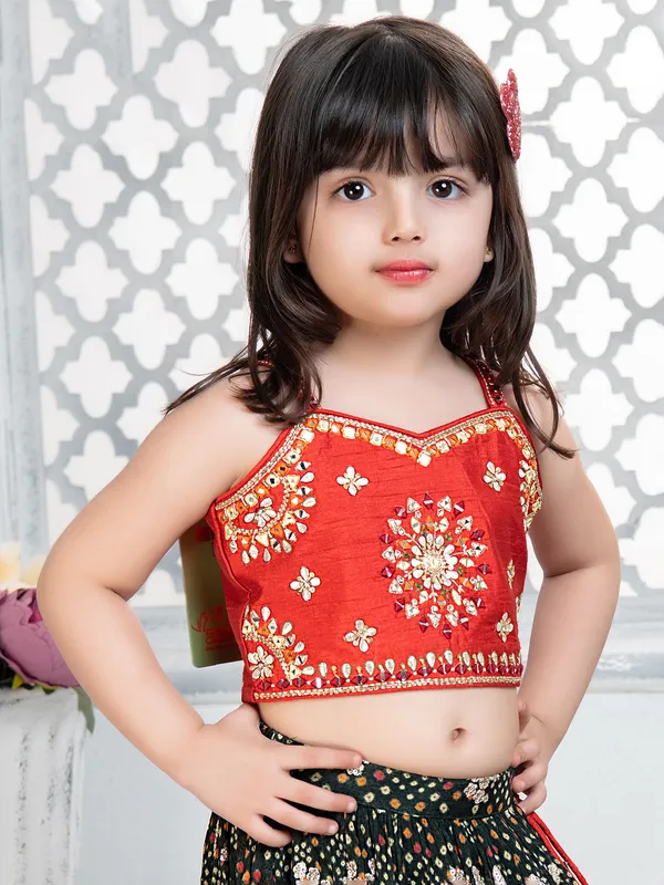Latest orange and black georegette lehenga choli
