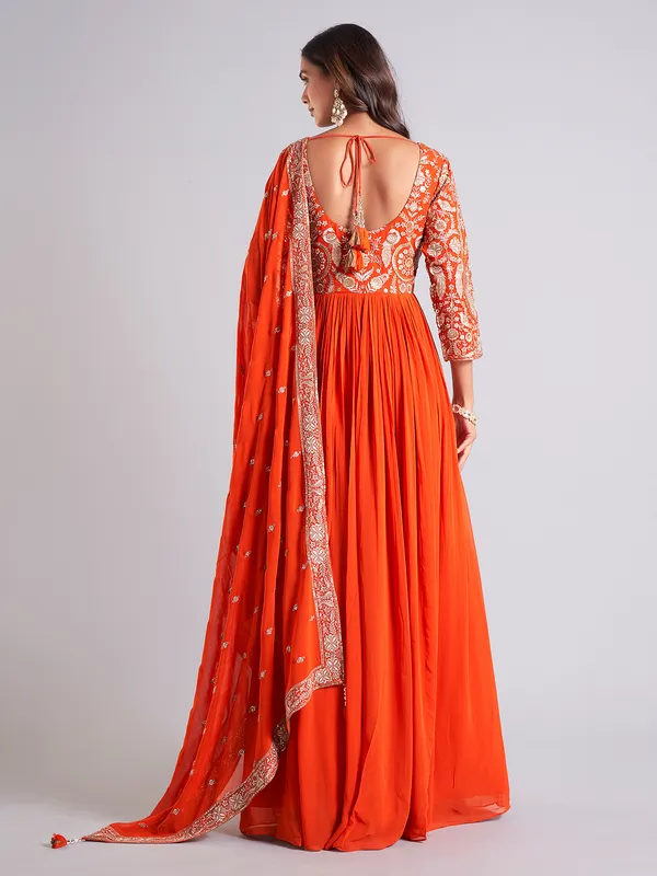 Latest orange georgette anarkali salwar suit