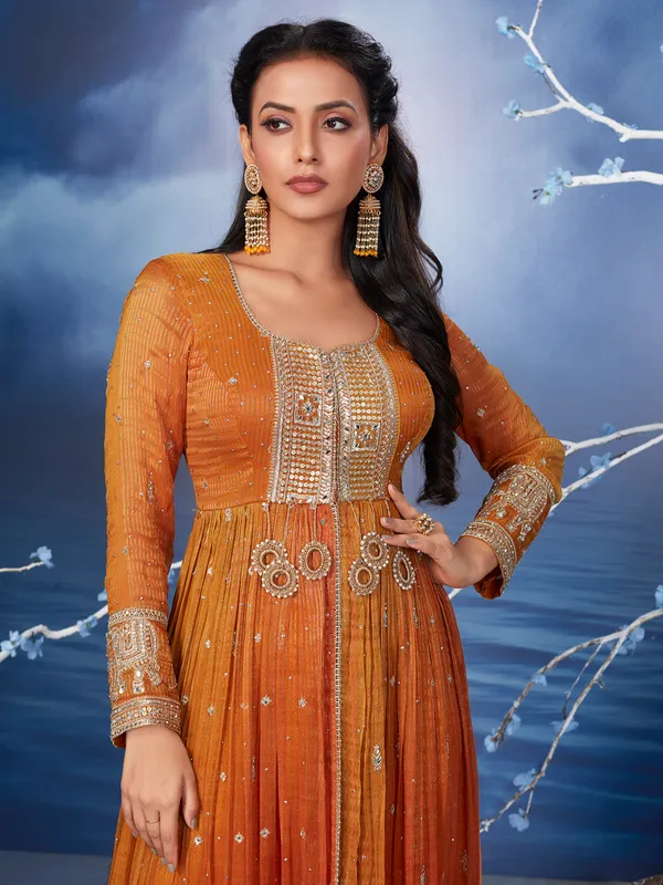 Latest orange georgette palazzo suit