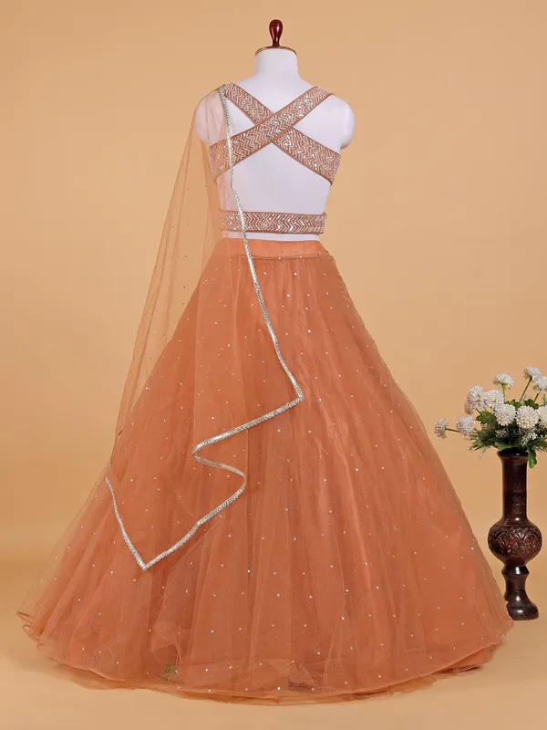 Latest orange net lehenga choli