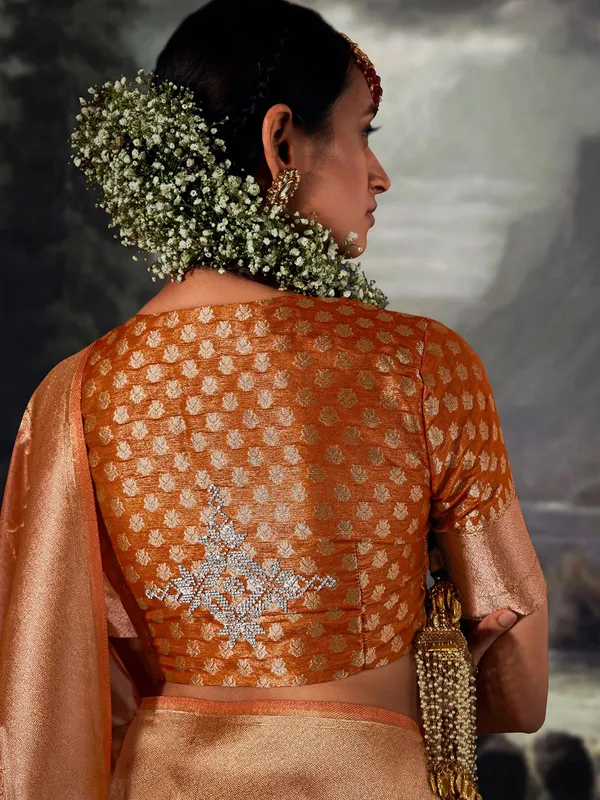 Latest orange organza saree