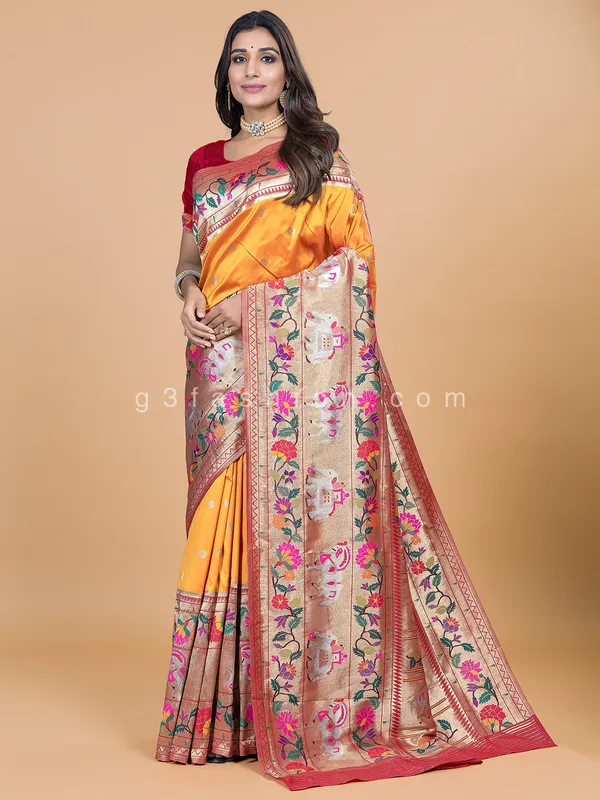 Latest orange silk wedding wear saree