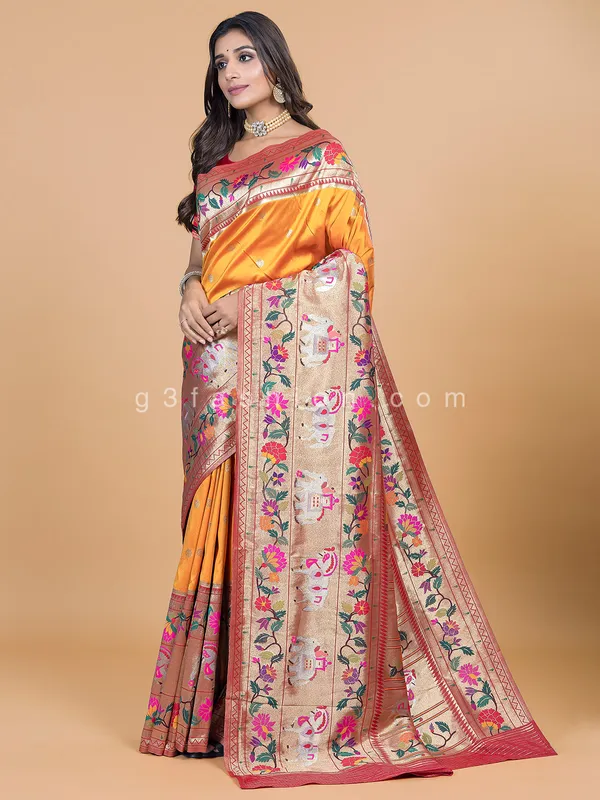 Latest orange silk wedding wear saree