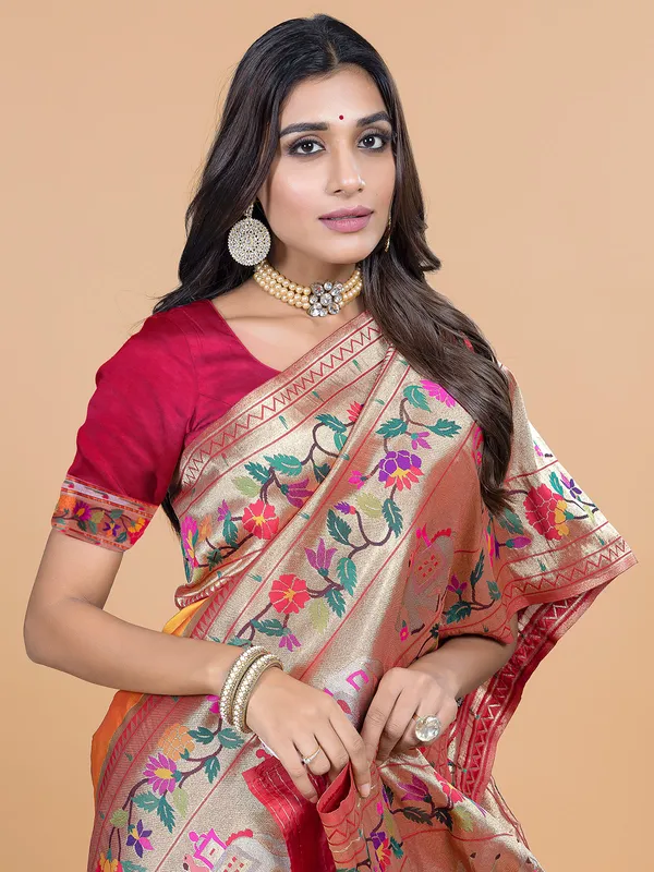 Latest orange silk wedding wear saree
