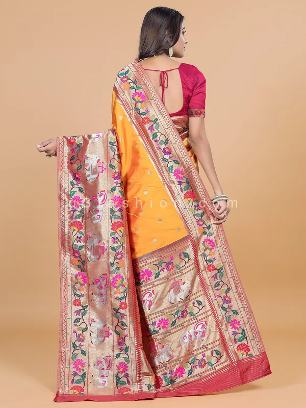 Latest orange silk wedding wear saree