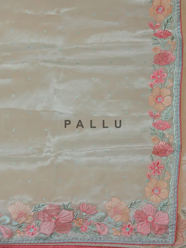 Latest organza saree in sky blue