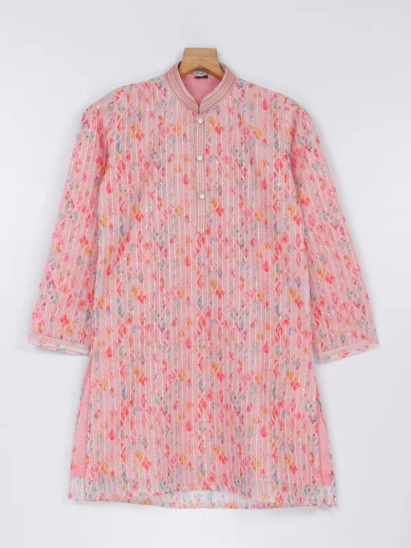 Latest peach cotton silk kurta suit for festive